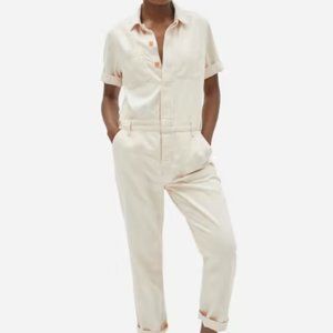 Everlane Short-Sleeve Denim Coverall in Bone